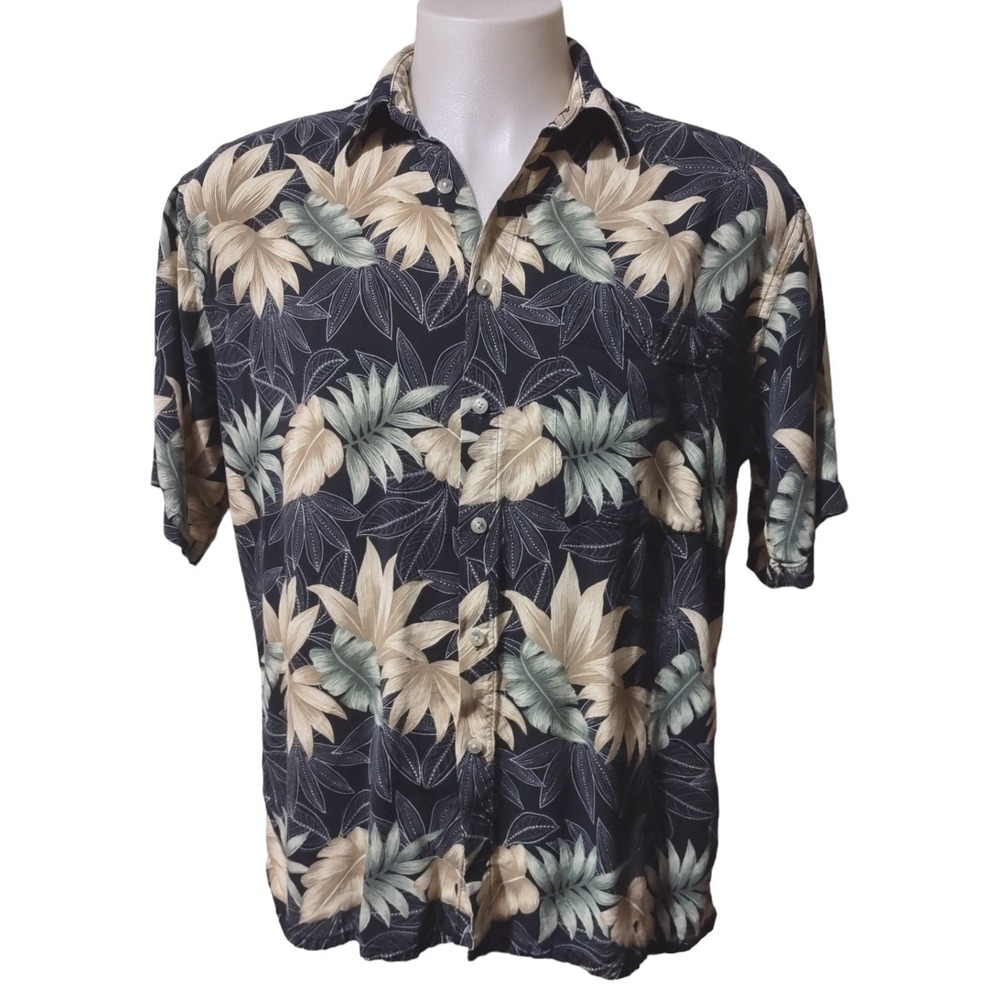 Corsini Tropical Shirt Mens Large Black Rayon Button Up Beach Summer Vibe Boho L